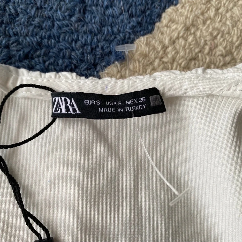 🐚 ZARA BOHO IVORY COTTON RUFFLE CROPPED TOP! - Picture 7 of 9